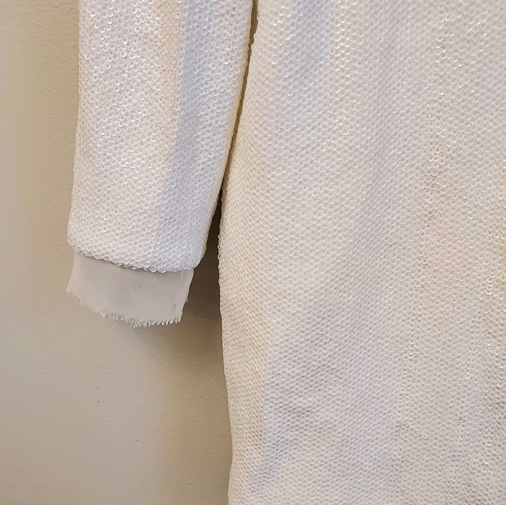Rachel Zoe White Sequin Jumpsuit Romper Wedding Bachelorette Shower Party - Picture 5 of 9